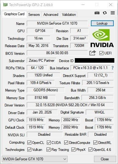 ZOTAC GeForce GTX 1070 Mini 8GB◆グラボ