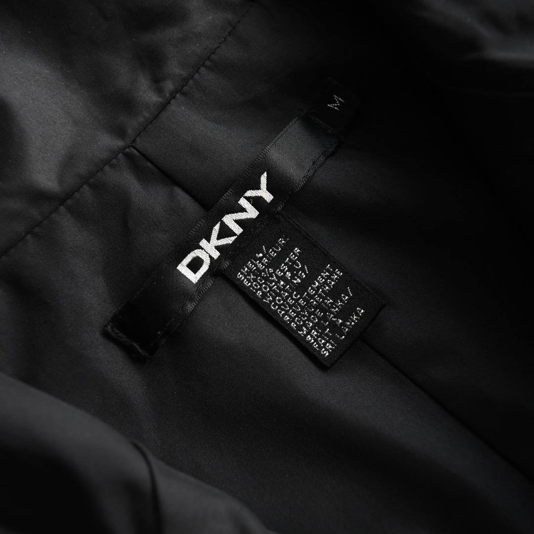 90s DKNY フーデットナイロンコート 黒ブラック M ヴィンテージ
