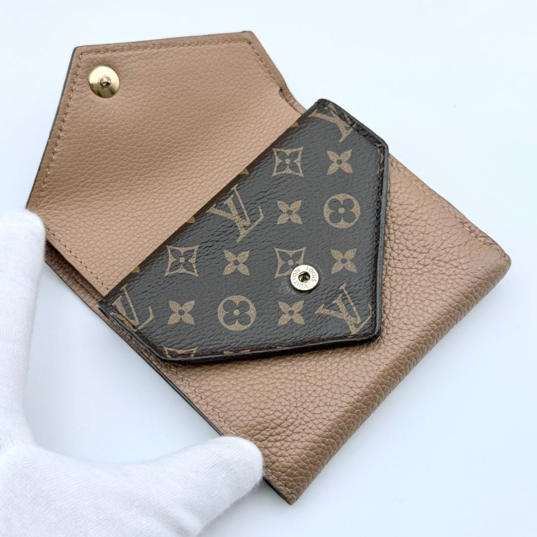 ルイヴィトン ポルトフォイユ ドゥブルV コンパクト 三つ折り財布 ベージュ