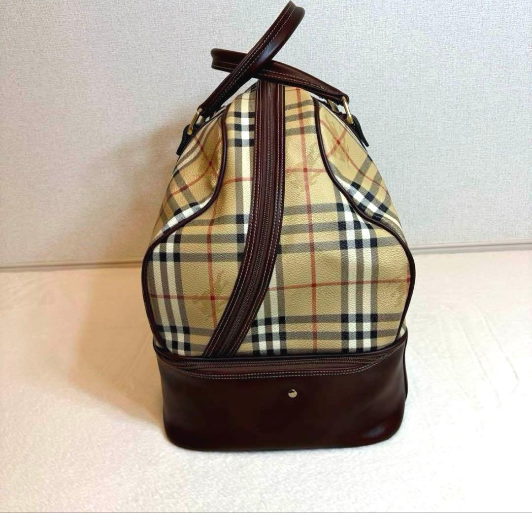 極美品 BURBERRY ボストンバッグ　ノバチェック　2段型PVC レザー鍵付