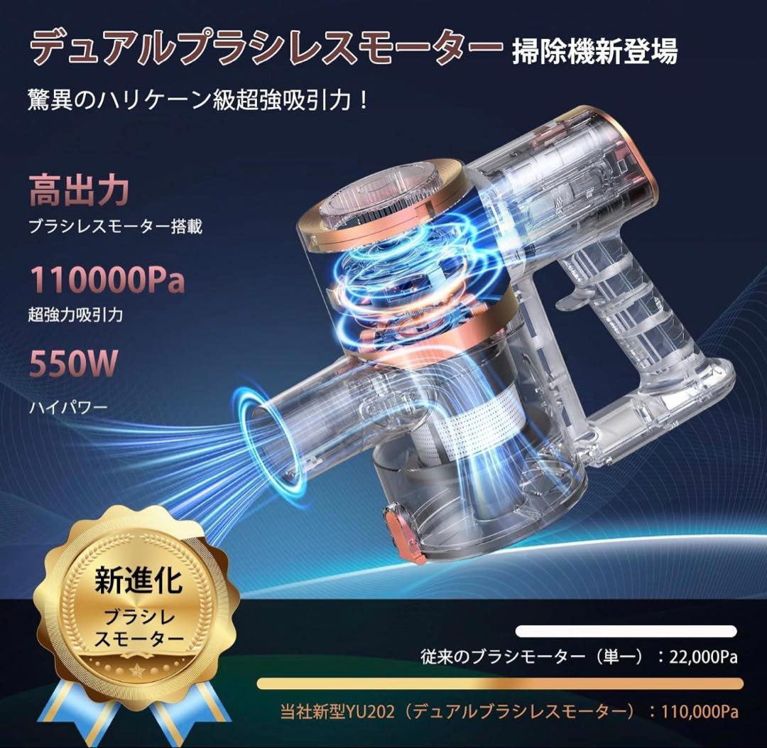 新品未開封 掃除機 コードレス 置くだけ充電スタンド 110Kpa超強力吸引