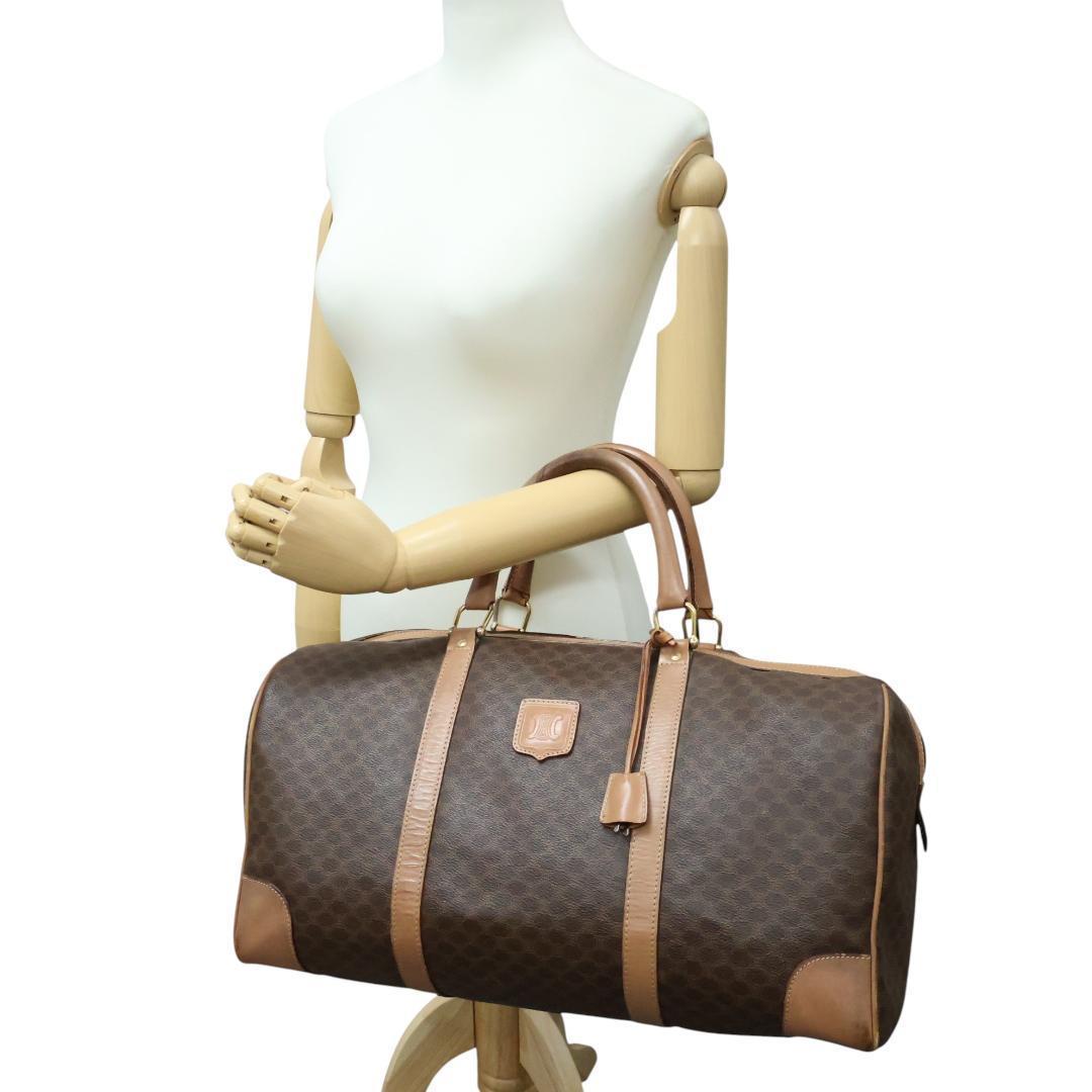 美品 CELINE セリーヌ ボストンバッグ マカダム トリオンフ 大容量 鍵