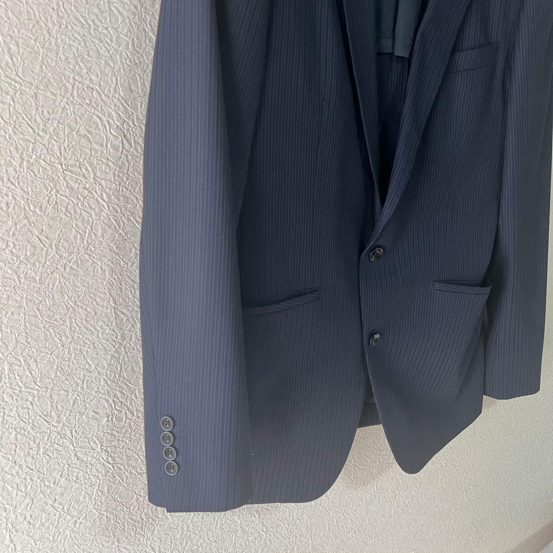 【SUIT SELECT】極美品☆スーツセット☆ストライプ☆L☆A7☆ネイビー
