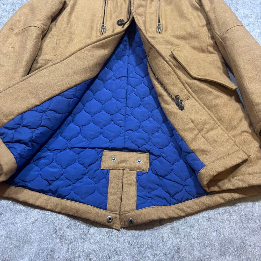 291295=HOMME ウール混 ファー付 モッズコート メンズ
