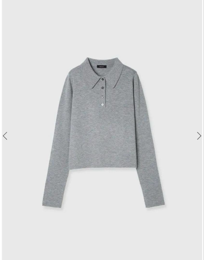 【美品】anuans アニュアンス ウールニットポロシャツ グレー