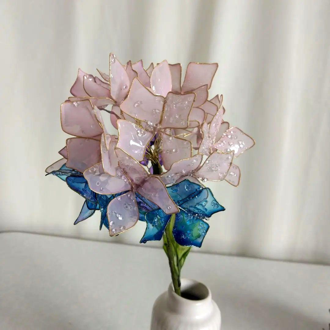 (青い薔薇のリース） アメリカンフラワー、ディップフラワー