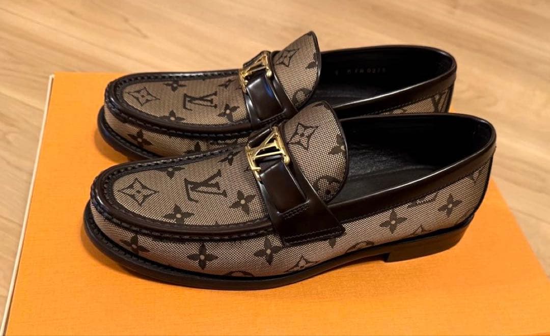 【美品】Louis Vuitton メンズ モノグラム 靴 ベージュ正規品