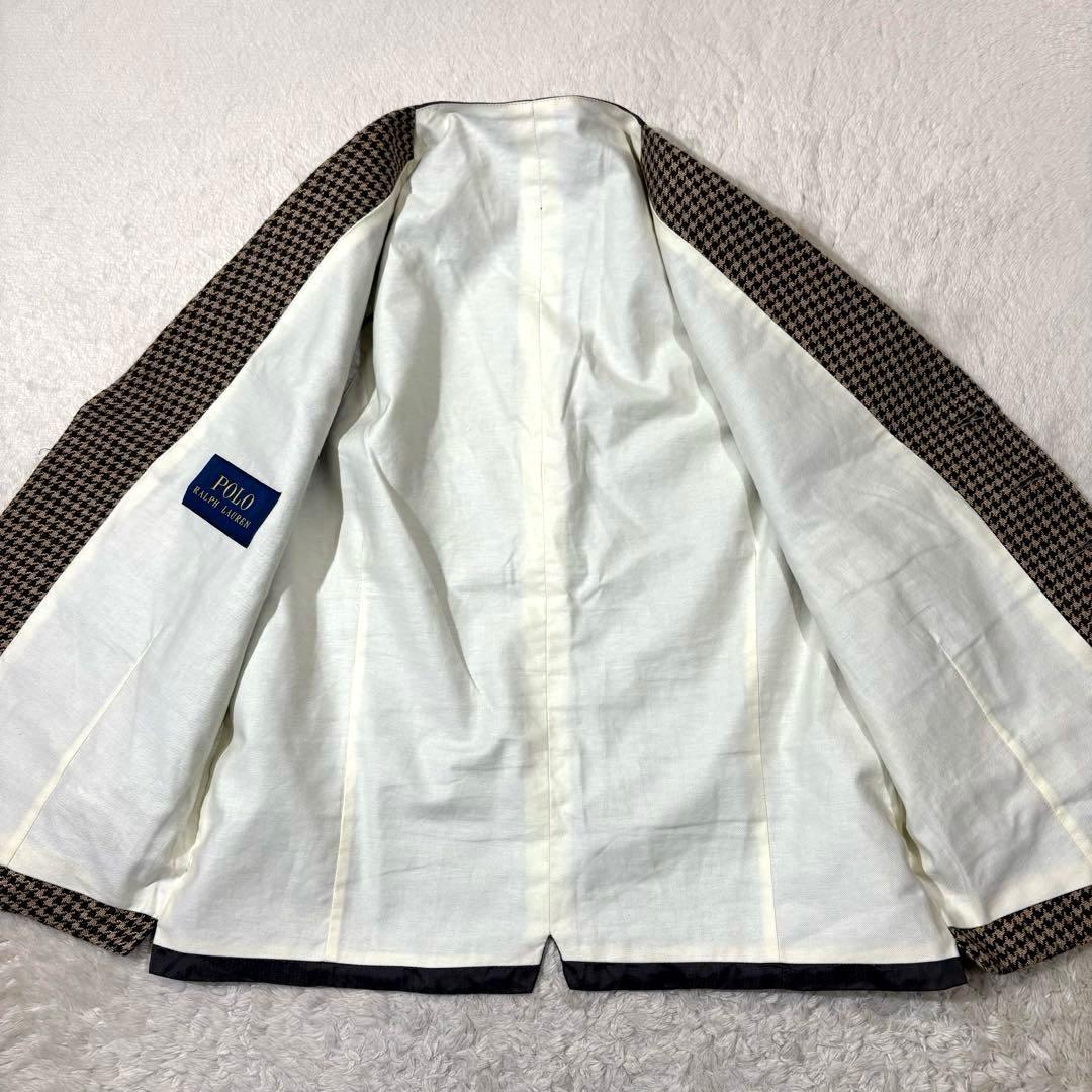 POLO RALPH LAUREN 千鳥柄 リネン100%ブラウン ベスト ジレ