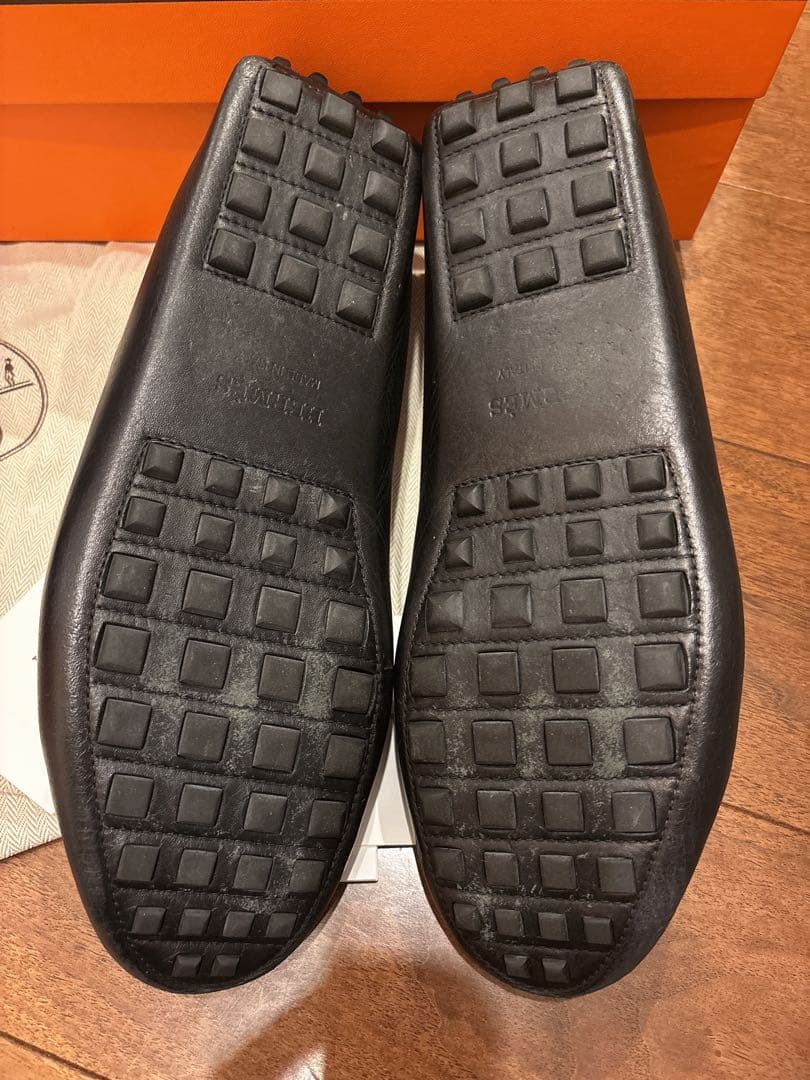HERMES エルメス　モカシン　黒　43 1/2 27.5センチ程