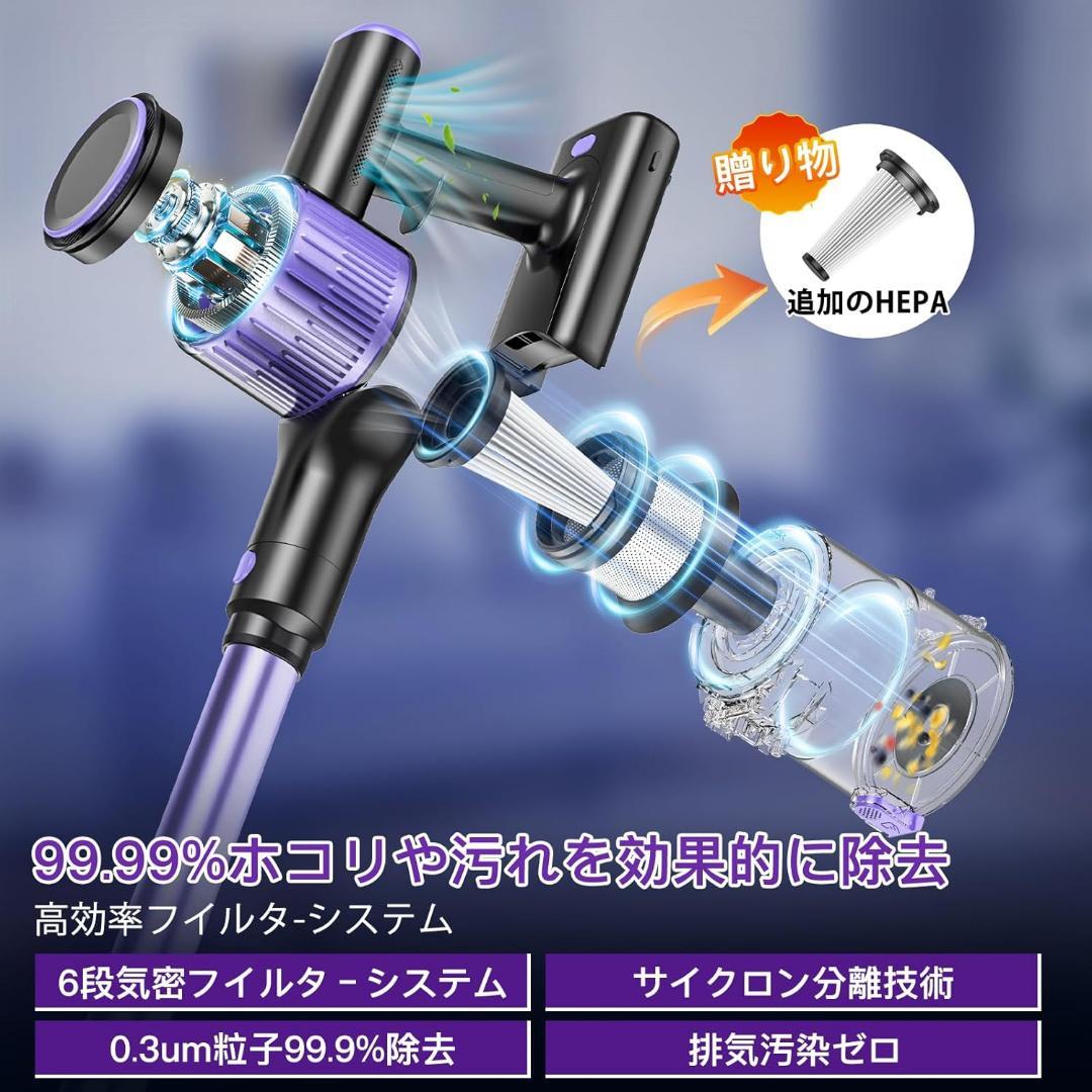 掃除機❣️コードレス 90Kpa超強吸引 LEDライト 自立式 55分連続稼働