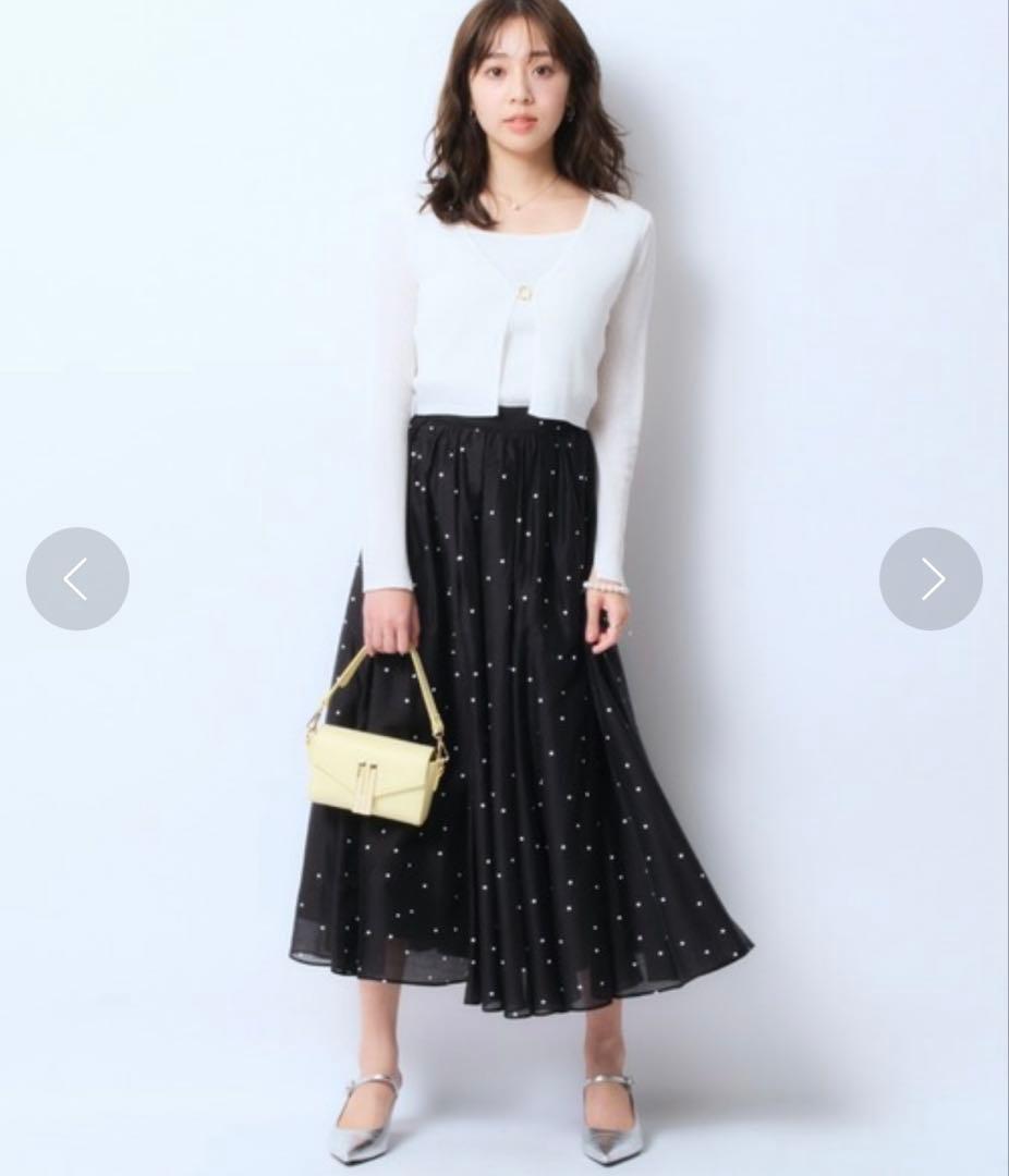 【新品未使用品】JUSGLITTY 切替ドットシアースカートとニット2点