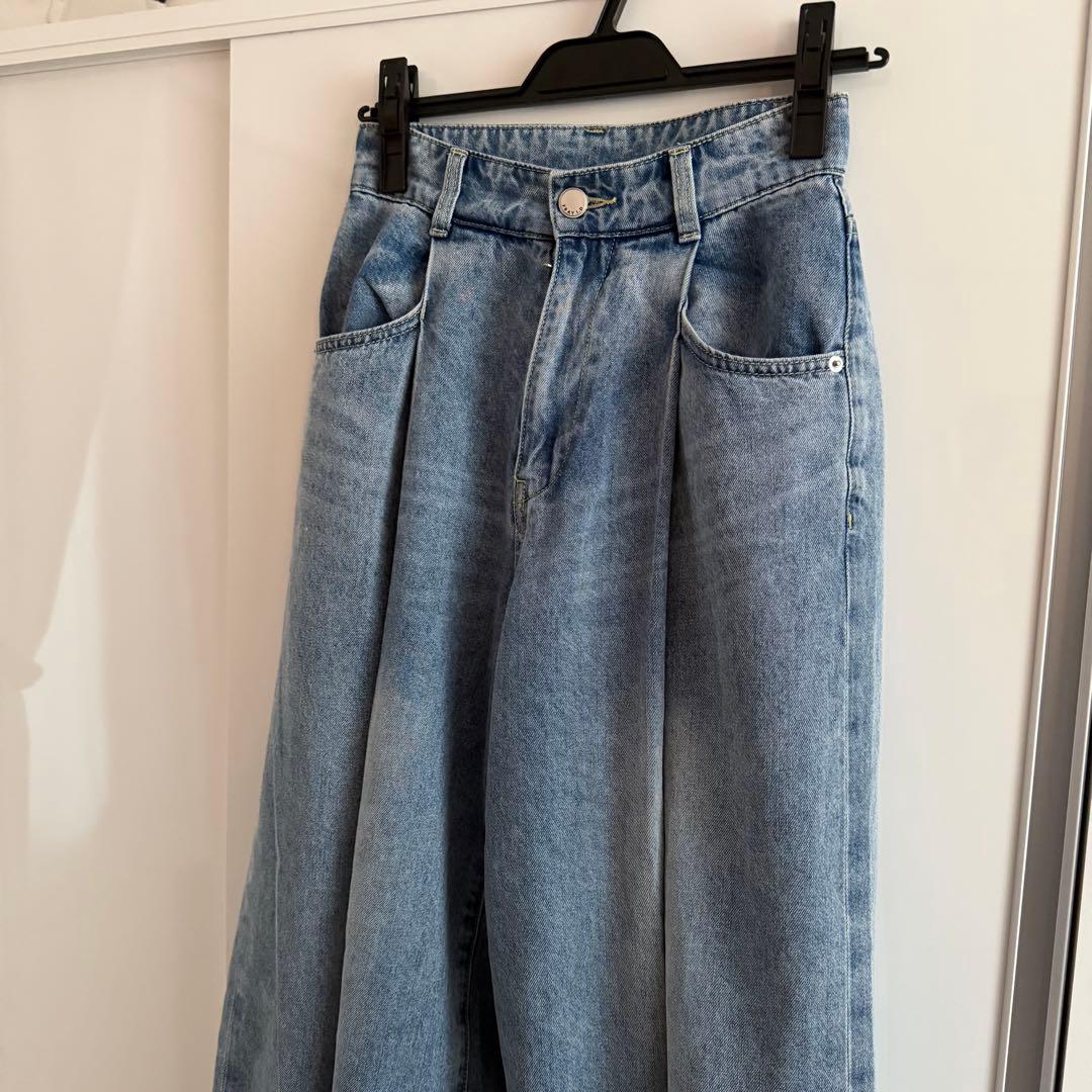 フレイアイディー ボックスタックワイドデニムパンツ