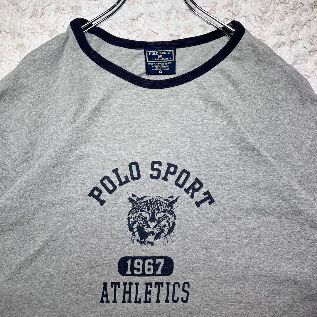 『90s』 POLO SPORT リンガー　Tシャツ タイガー グレー　【XL】