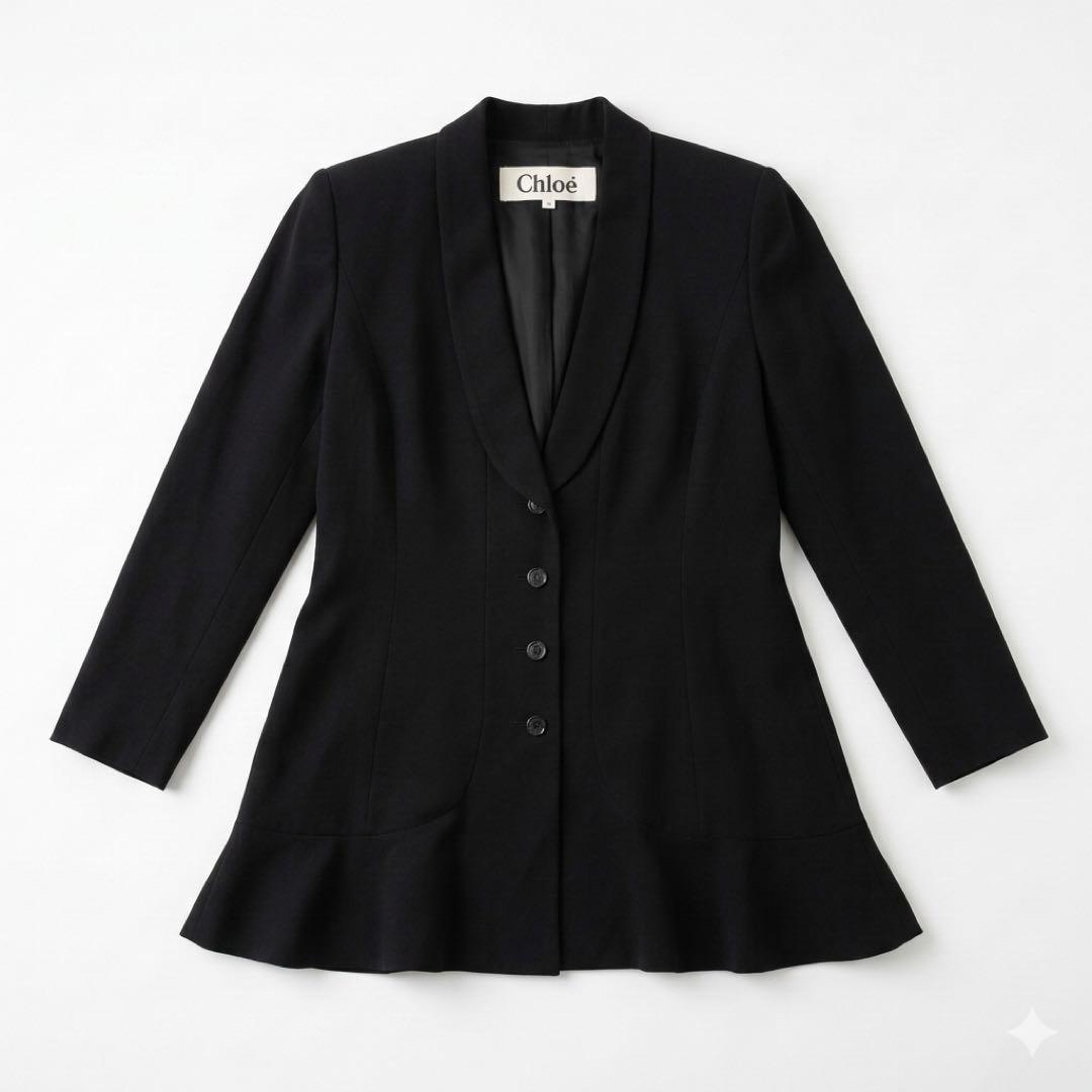 【美品/希少】Chloe クロエ ペプラム ジャケット ウール ブラック 44