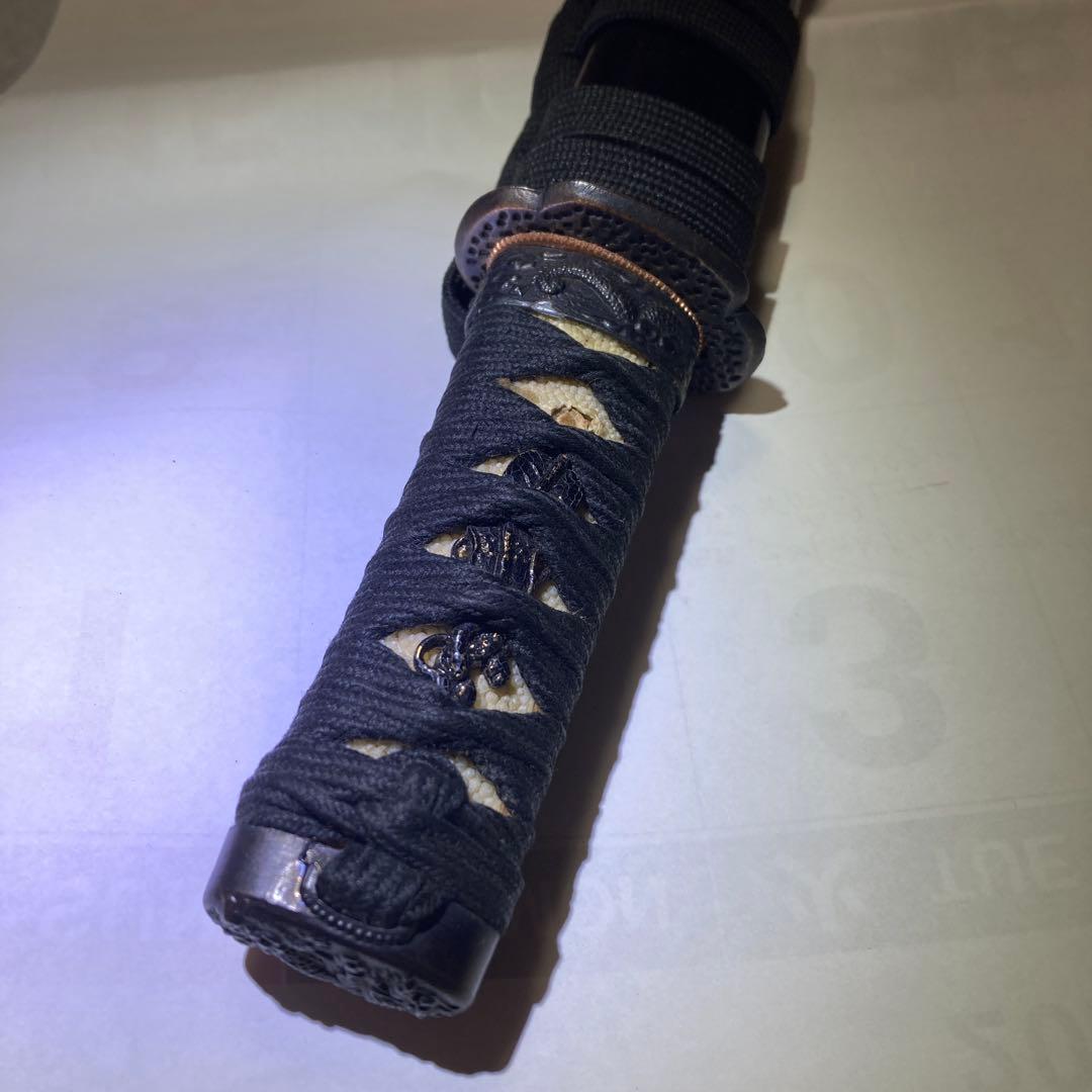 御守刀　短刀(模造刀) 黒呂鞘の房紐袋付き