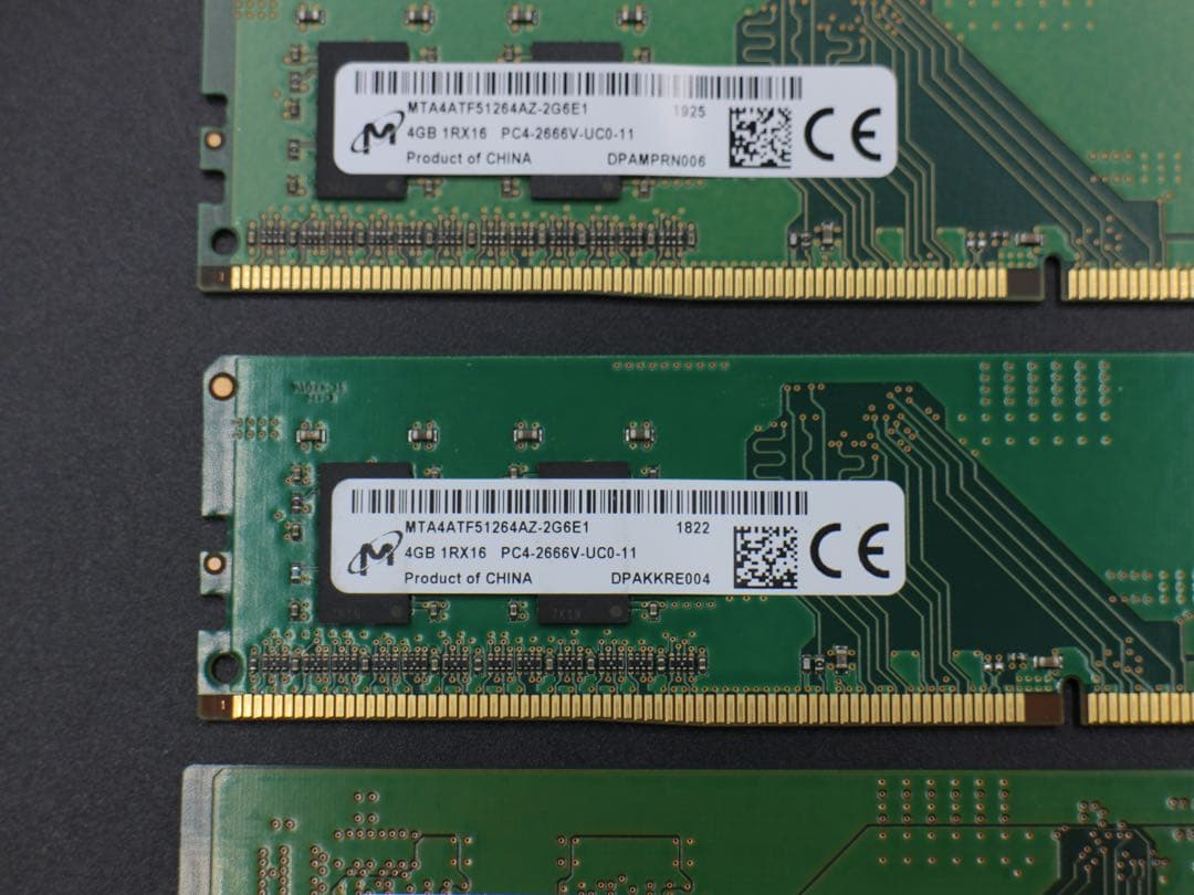 DDR4 メモリ 16GB（4GB×4枚）PC4-2666V