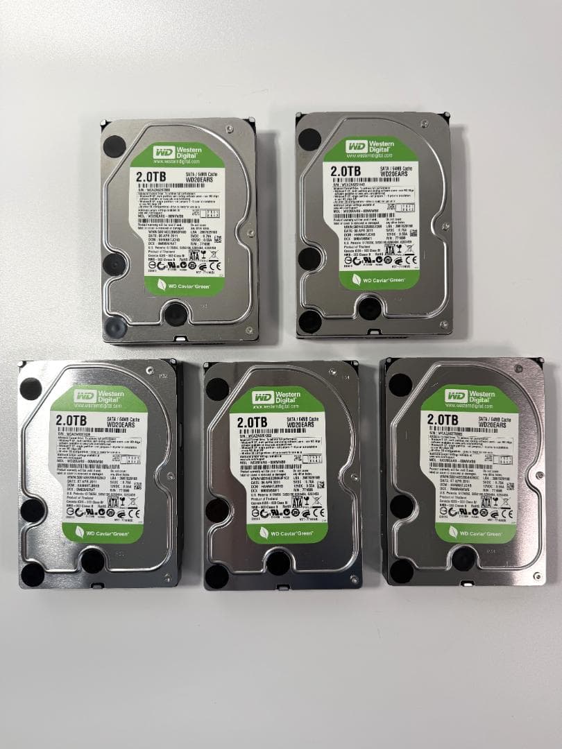 WD WD20EARS 2TB　5本セット
