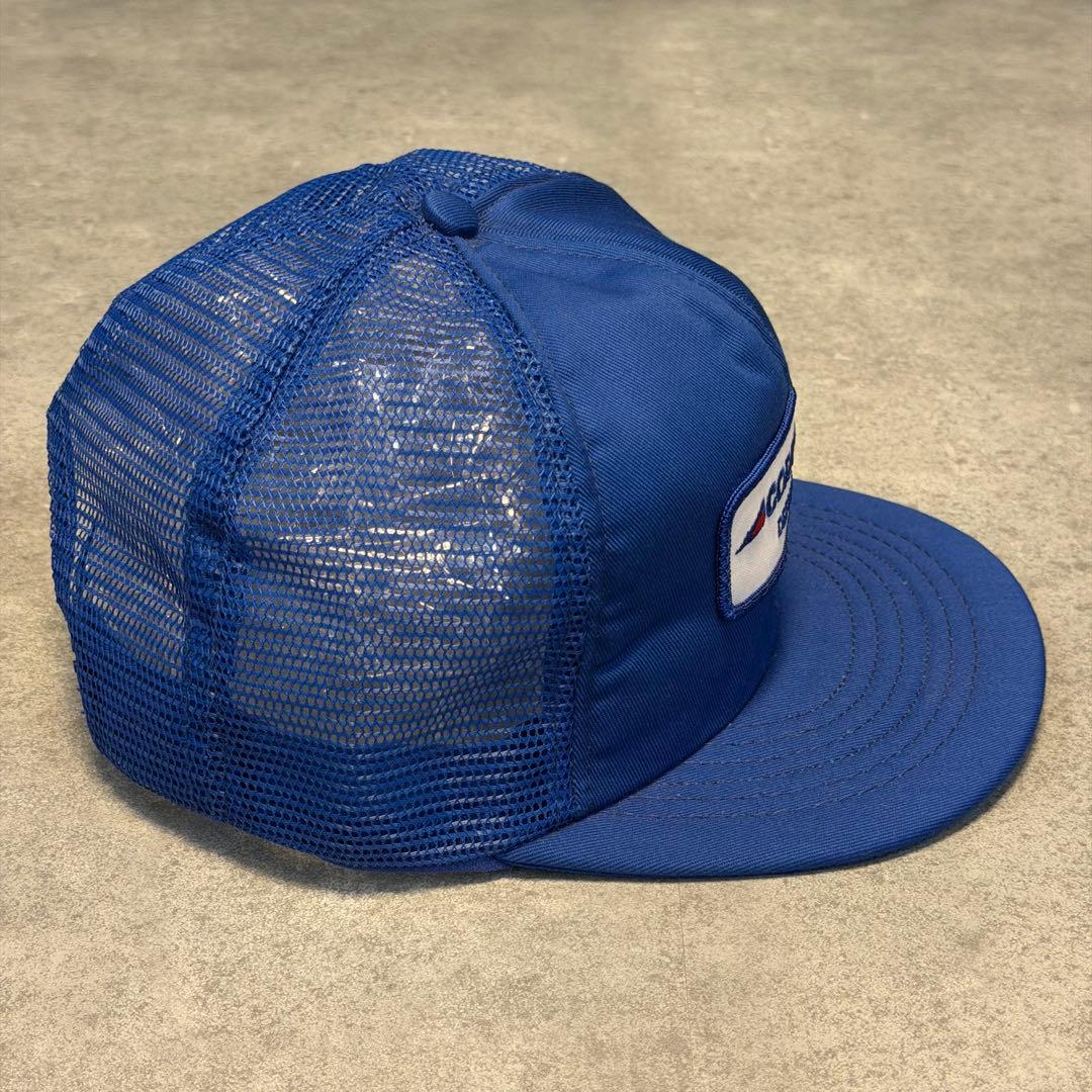 90s USA製 CORNERSTONE メッシュキャップ 青 企業 ワッペン