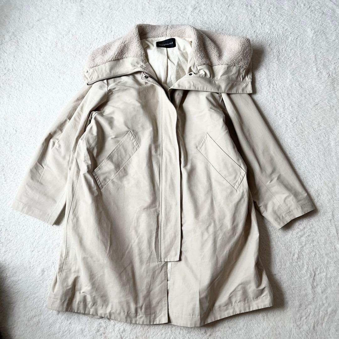 【美品】mizuiro ind ミズイロインド フーデッドコート ボアフーディ