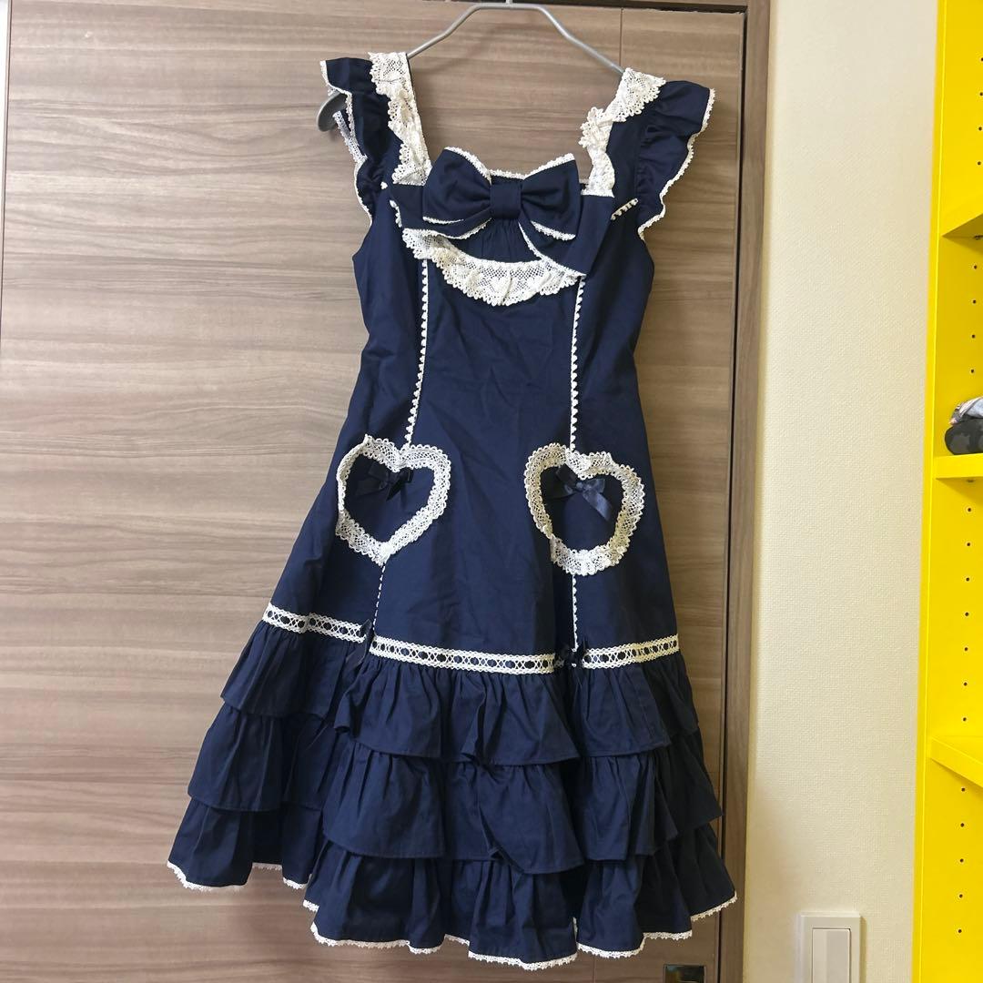 Cute Heartジャンパースカート Angelic Pretty 紺 コン