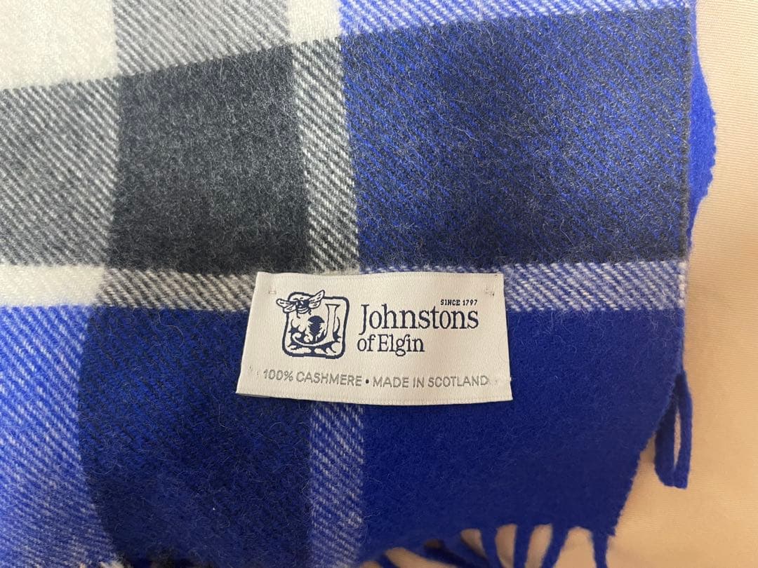 【極美品】ジョンストンズ　大判　ストール　ドゥロワー　別注　カシミヤ