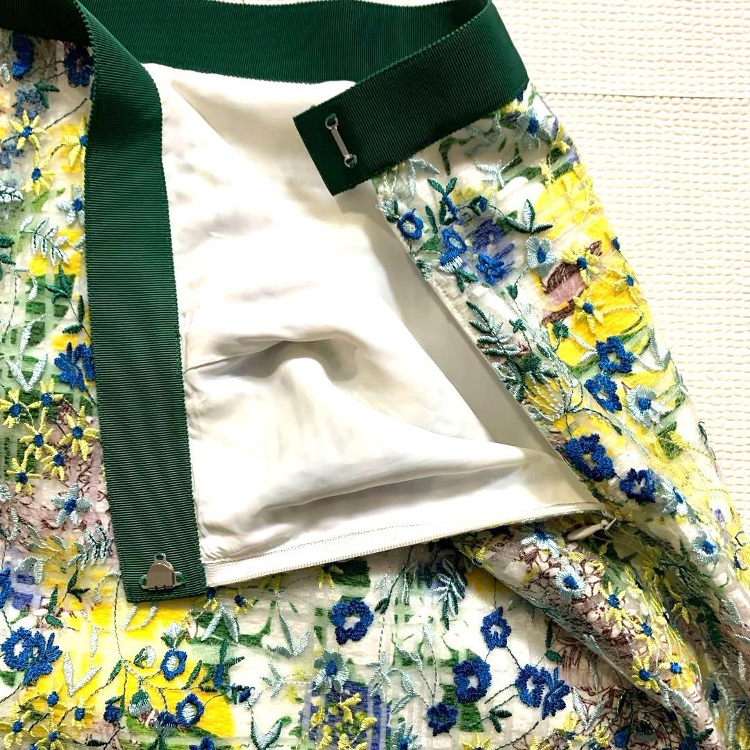 ルルウィルビー　ロングスカート　レース　花柄　日本製　S