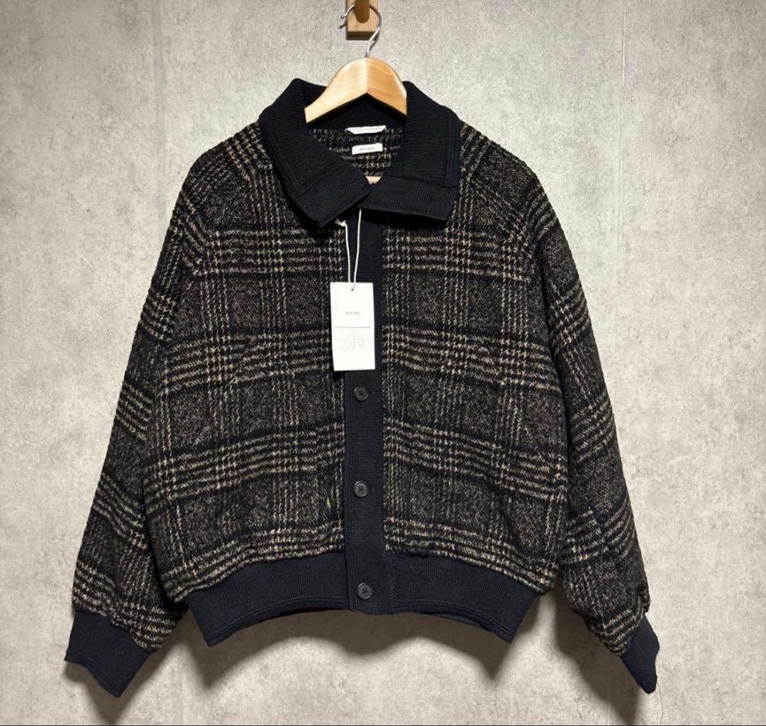 zara ザラ　リブ襟切り替えジャケット M
