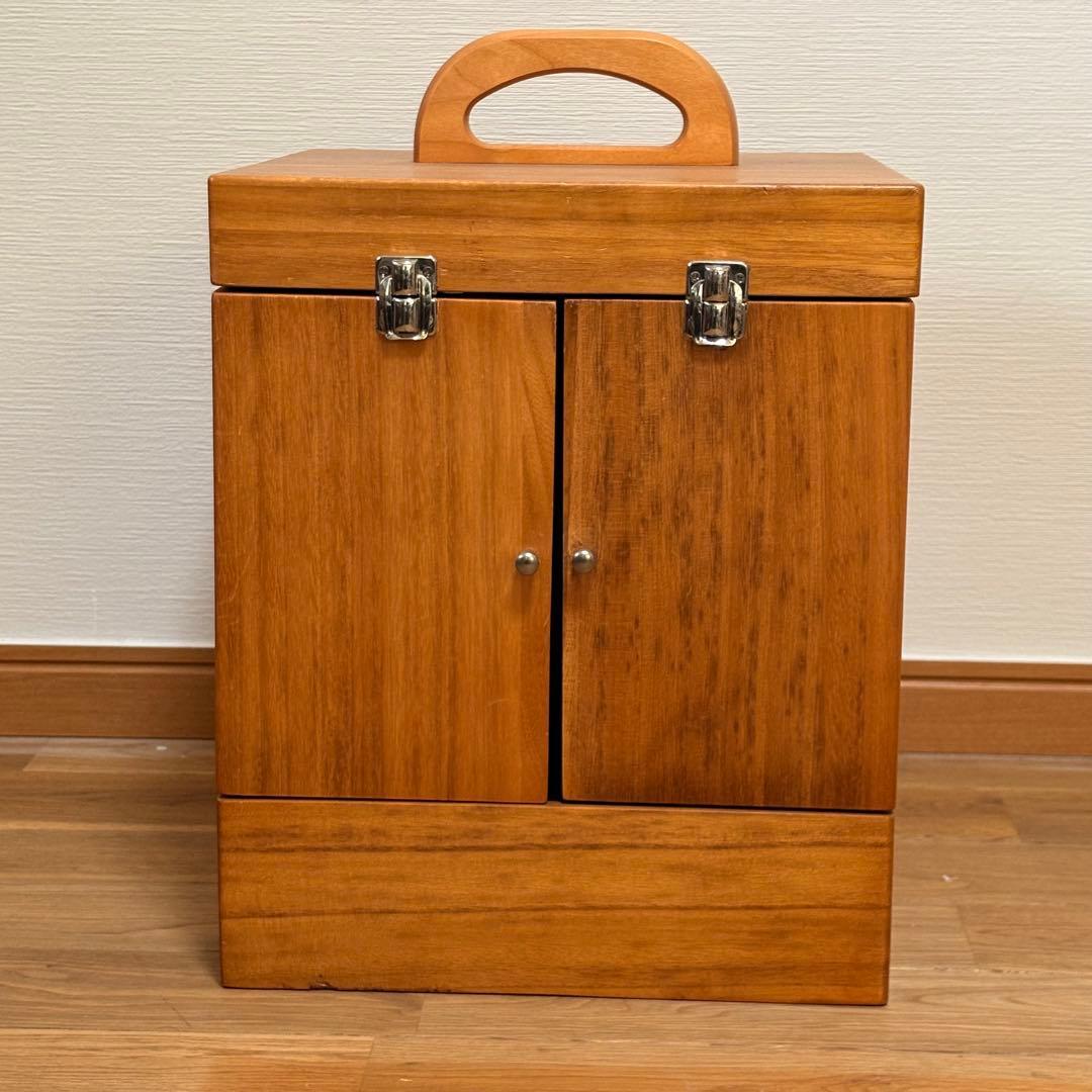 ヴィンテージ 木製　ジュエリーキャビネット｜ミラー付 メイクボックス 収納箱