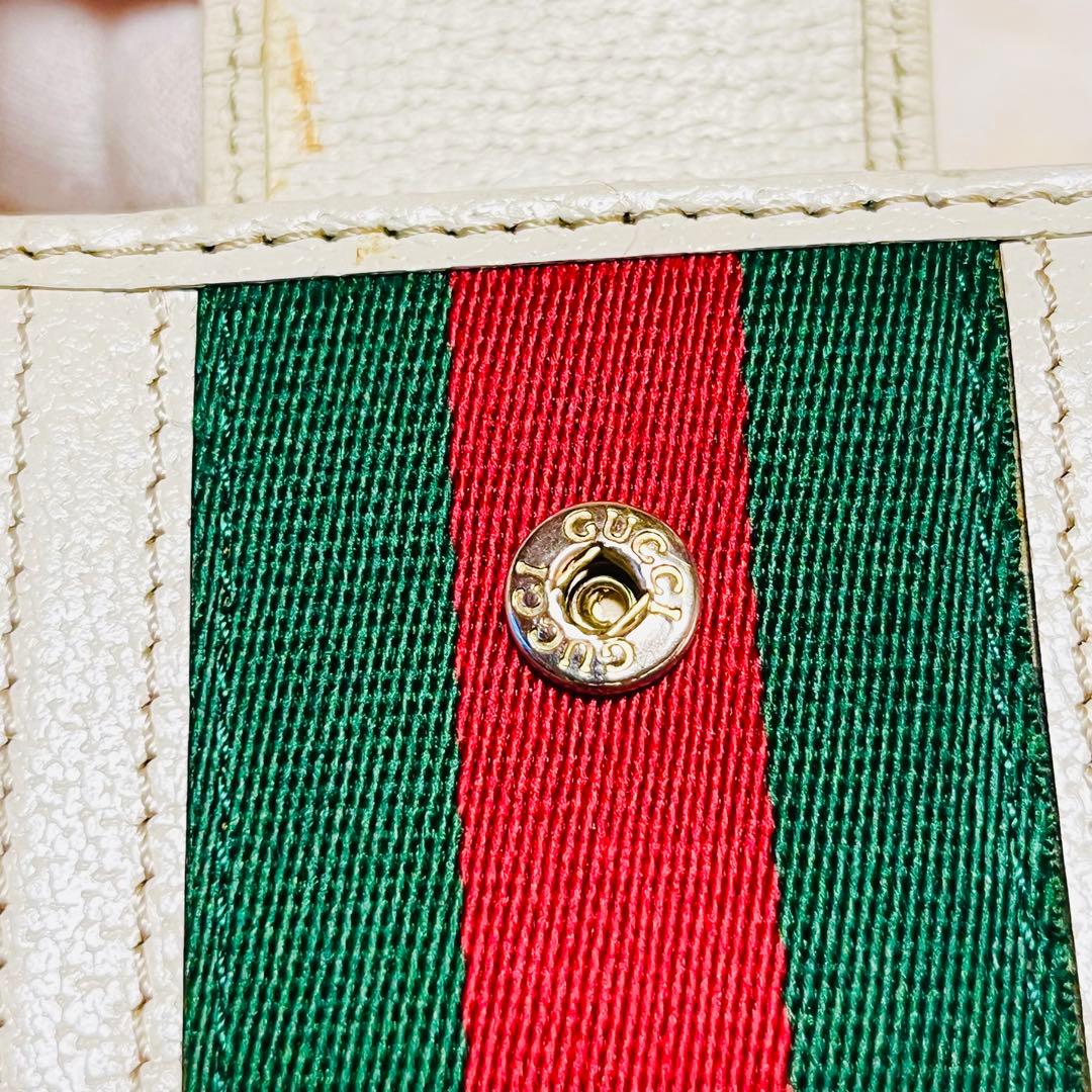 GUCCI 二つ折り財布 シェリーライン GGキャンバス レザー Wホック