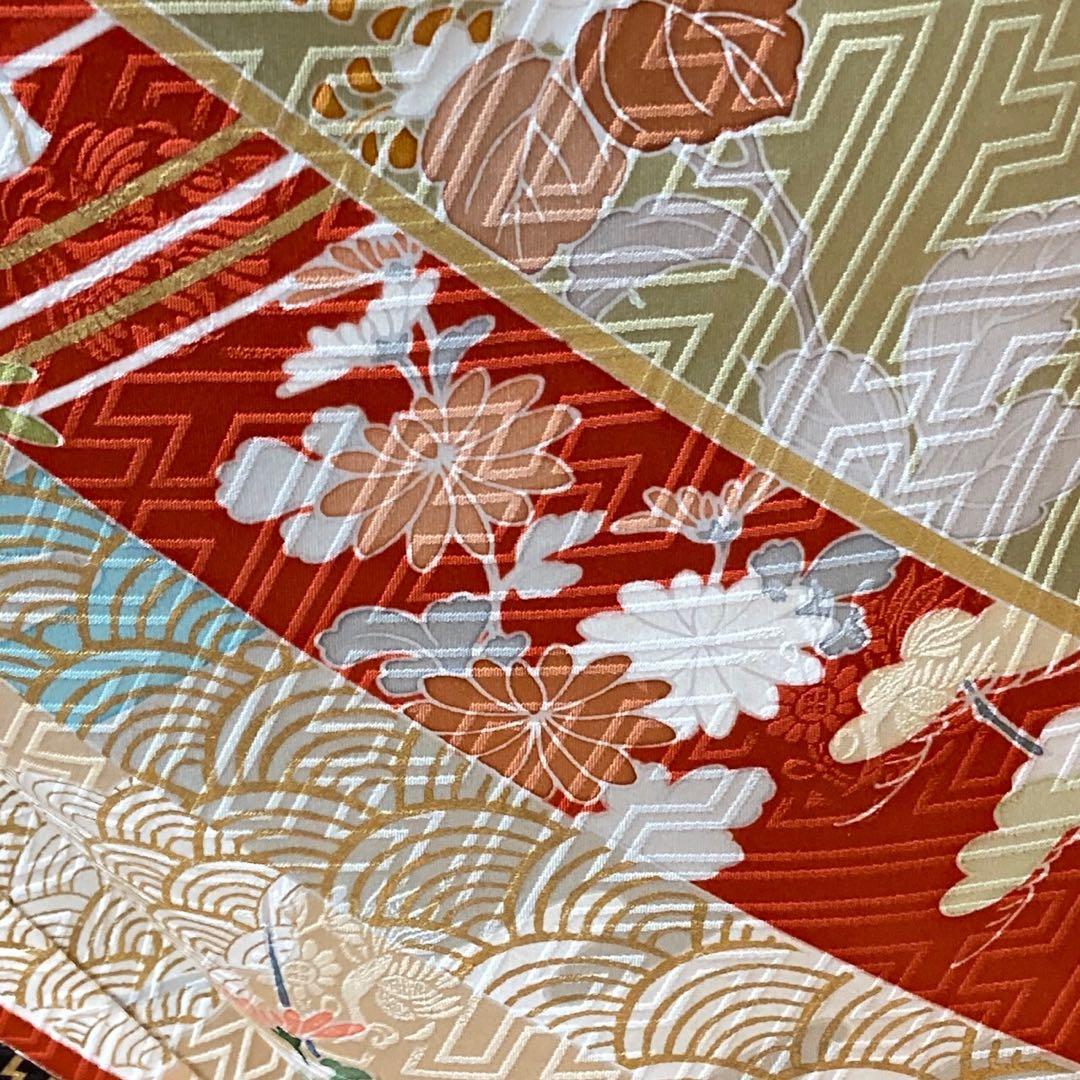 ［9171］振袖 4点セット 駒刺繍 成人式 卒業式 正絹 着物 袷 赤 晴れ着