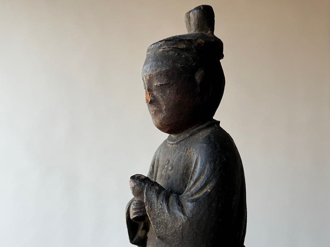 【眼光古格なる 木彫天神像 約8㎝ 江戸後期頃 陰陽道 民間信仰】郷土玩具仏像