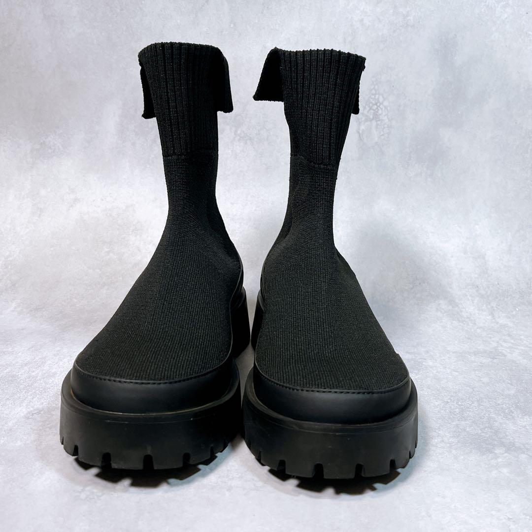 美品【emmi エミ】eco ニットブーツ (23.5) 厚底　トラックソール