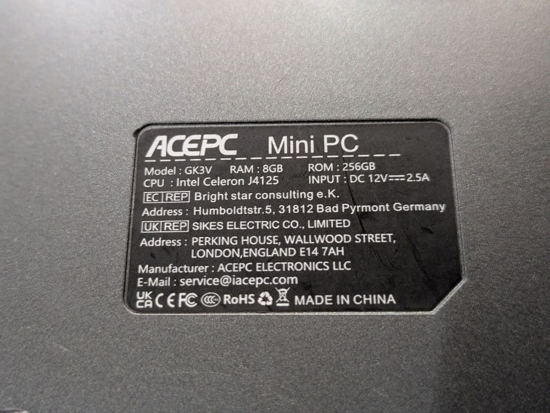 ACEPC ミニPC Intel Celeron キーボード・マウス付