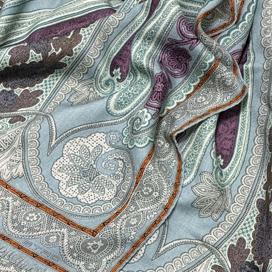 【美品】ETRO エトロ シルク ペイズリー イタリア 大判ストール スカーフ