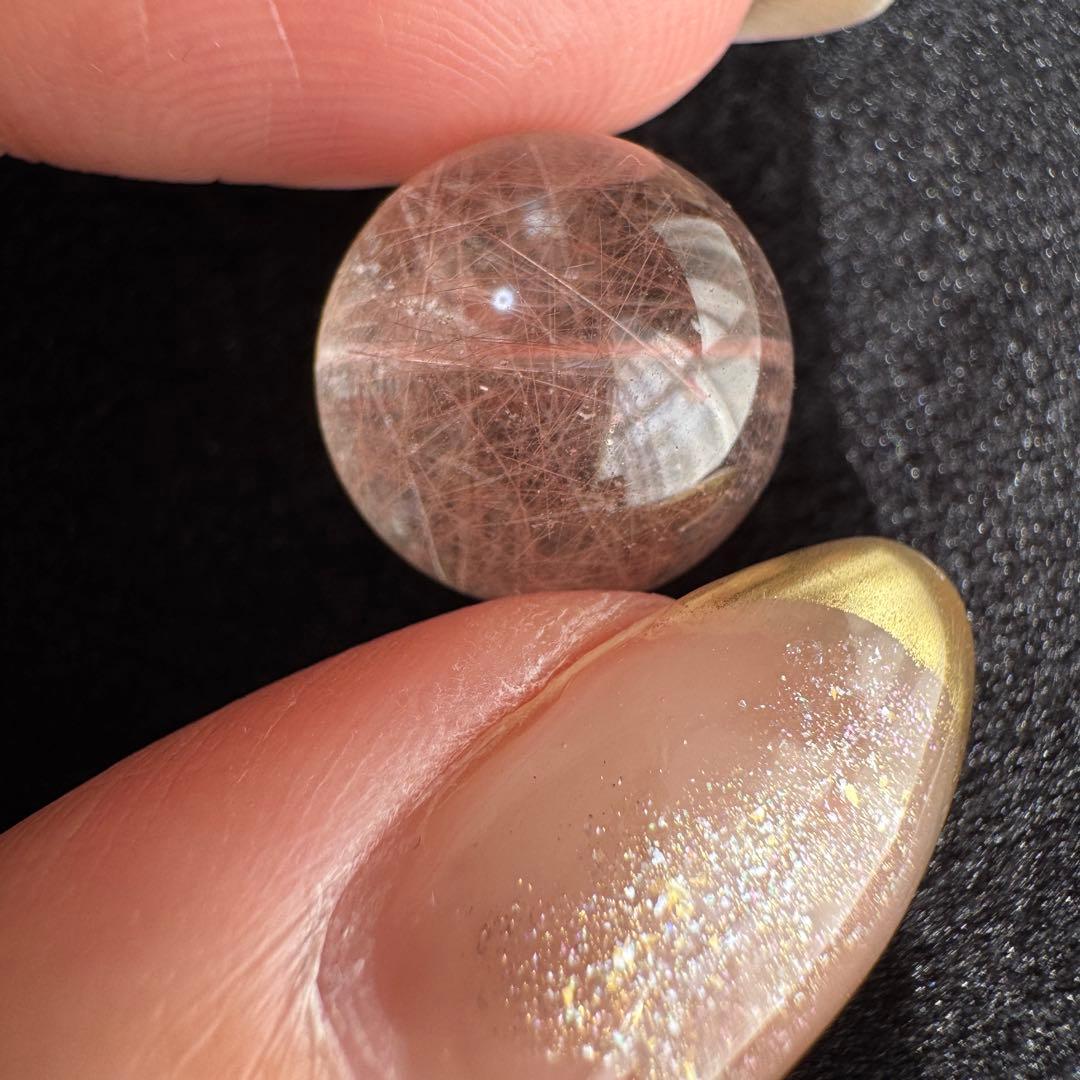 セール　一点もの　天然石　粒　ピンク　サゲニティッククォーツ　ラビットヘア