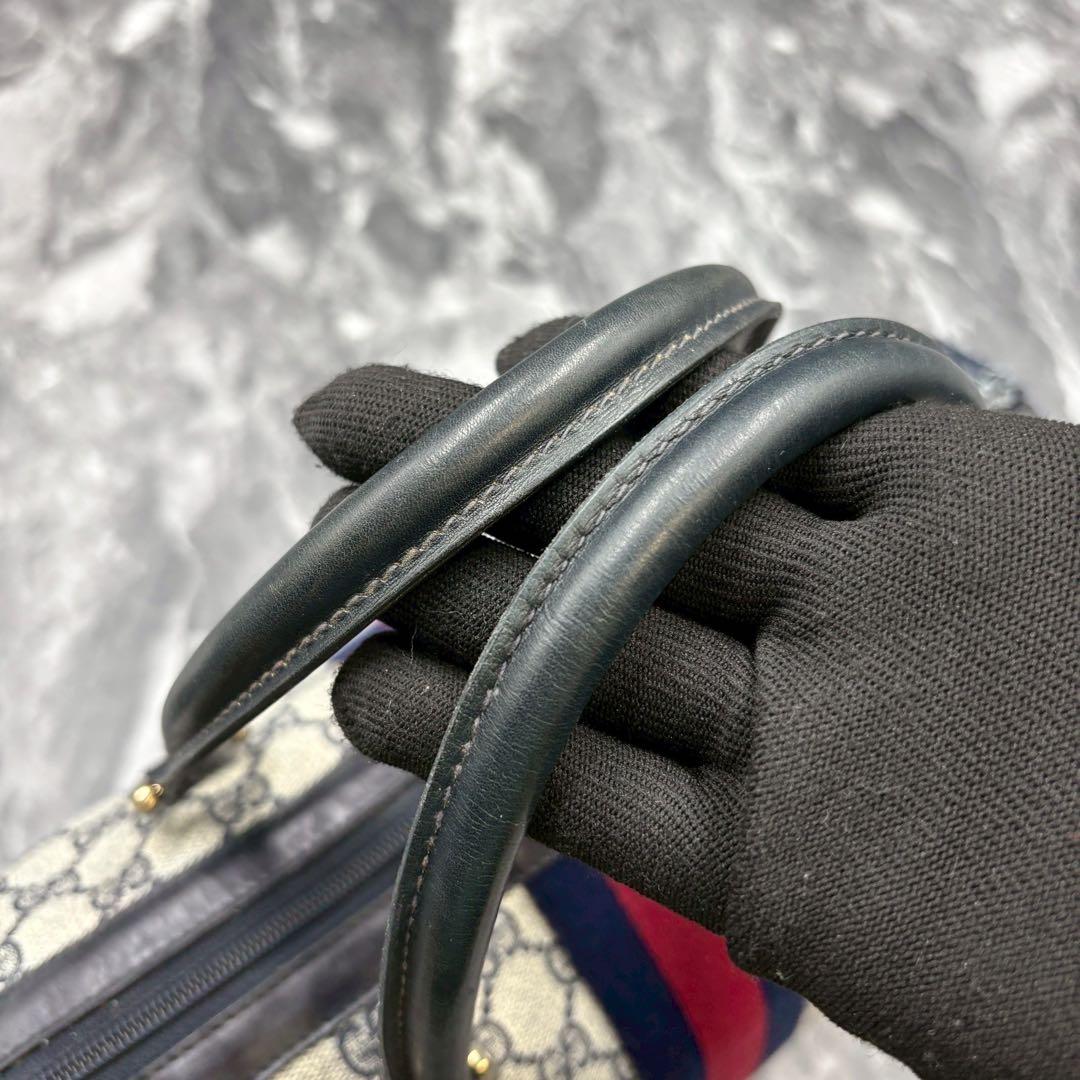 ✨極美品✨GUCCI シェリーライン GG ネイビー ボストンバッグ レザー