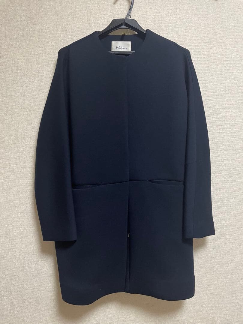 【美品】MilaOwen ノーカラーコクーンハーフ丈ポンチコート ミラオーウェン