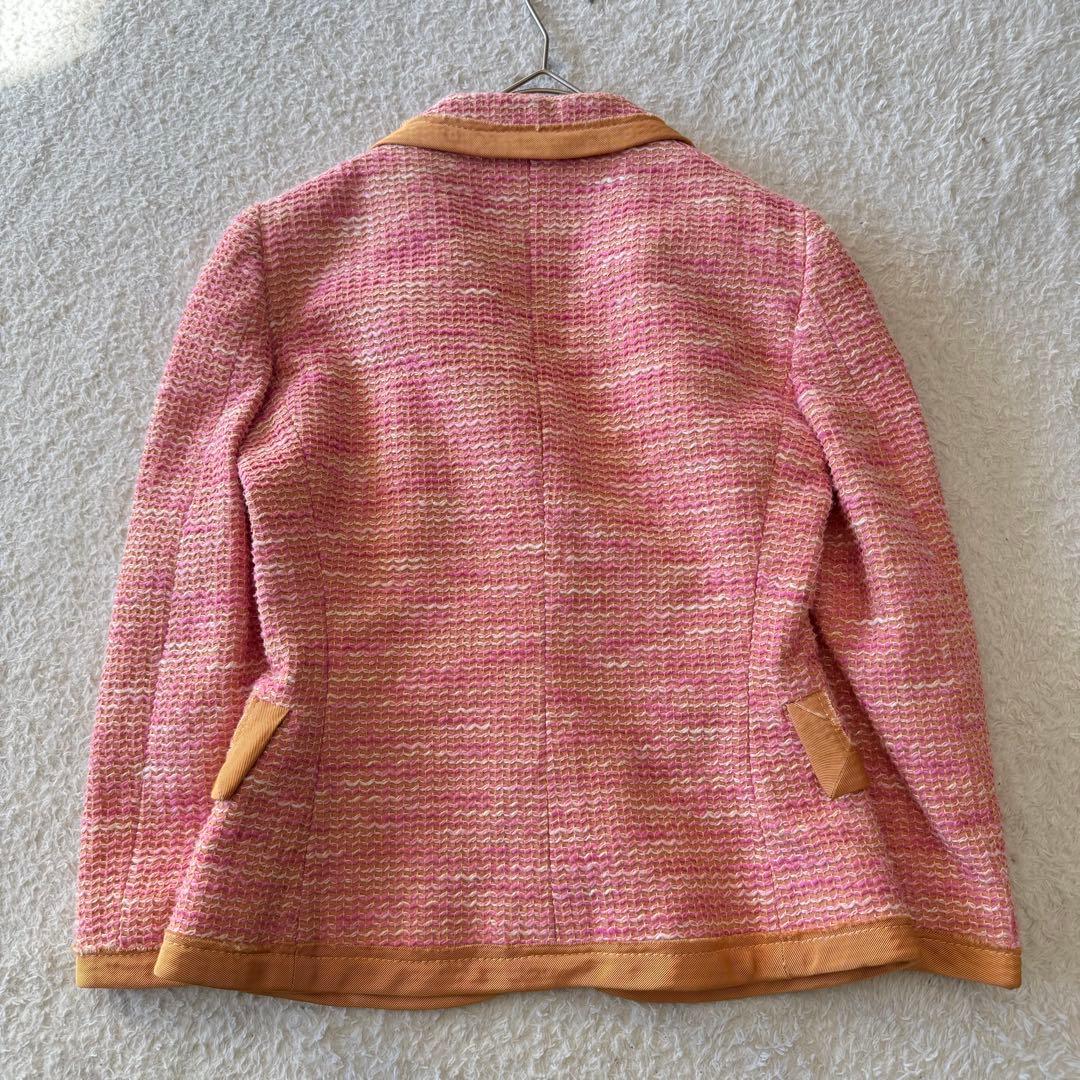モスキーノ ツイード ジャケット コサージュ イタリア製 S相当 ピンク 美品