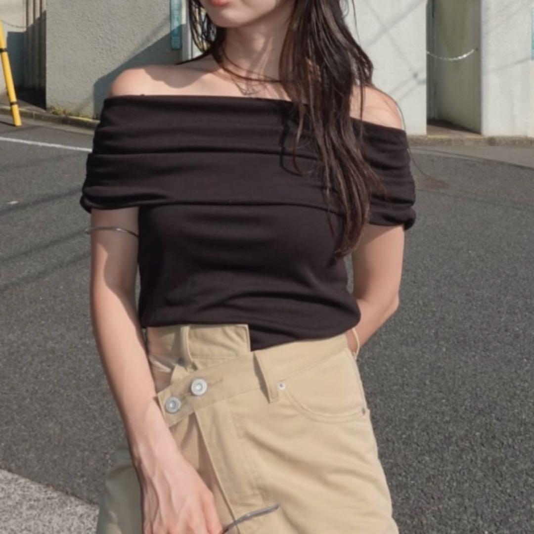 SHEER OFF SHOULDER トップス