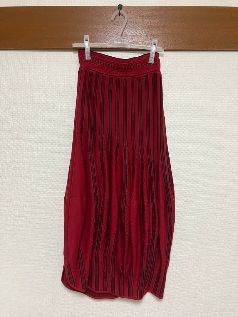 【新品】Mame Kurogouchi ニットスカート／レッド