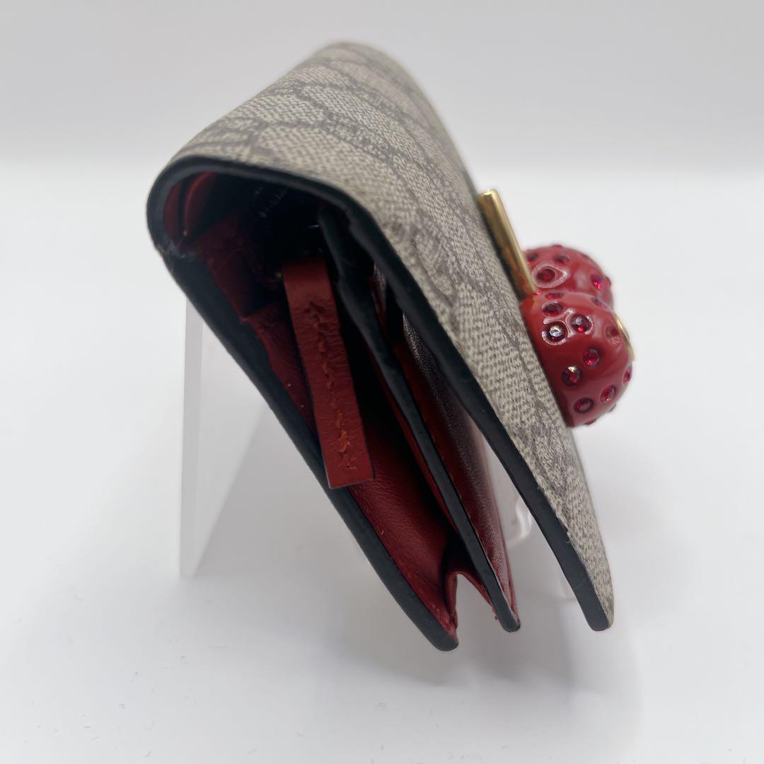 【美品】GUCCI グッチ チェリー 二つ折り財布 GGスプリーム チェリー