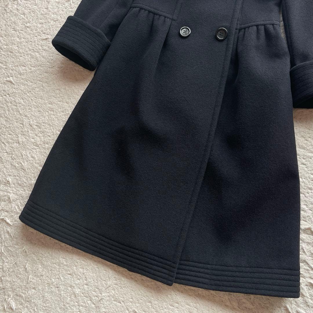 【美品】エポカ ロングコート Aライン アンゴラ ウール ブラック 40サイズ