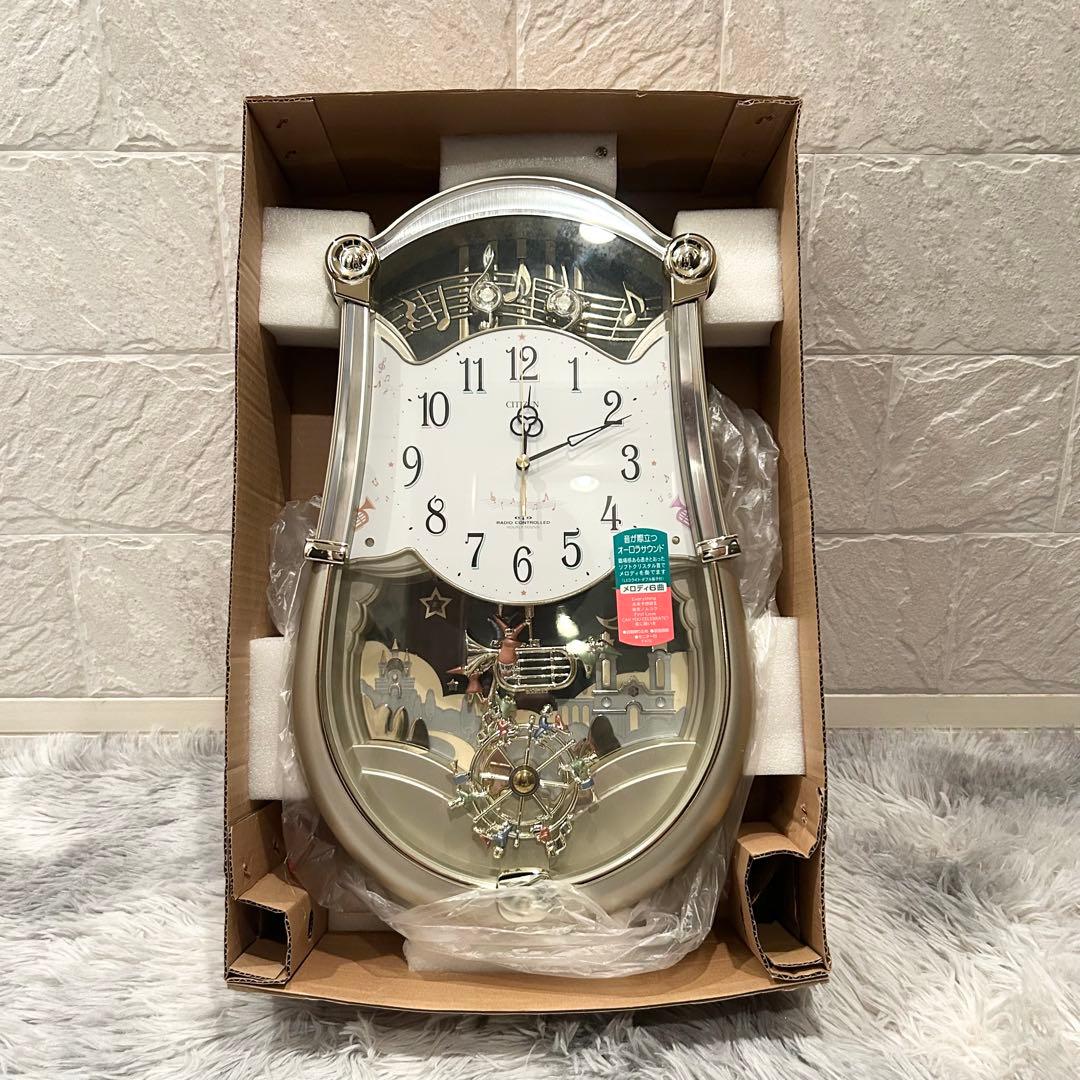 【新品未使用】 CITIZEN シチズン カラクリ 掛時計 4MN401-B