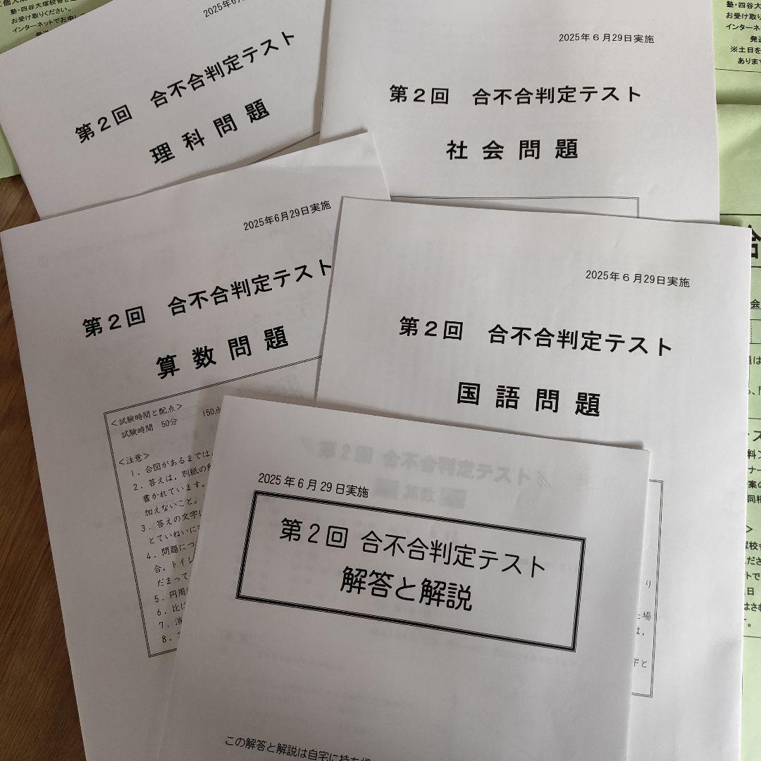 早稲アカデミー　四谷大塚　2025年実施 合不合判定テスト問題　第１回〜第６回
