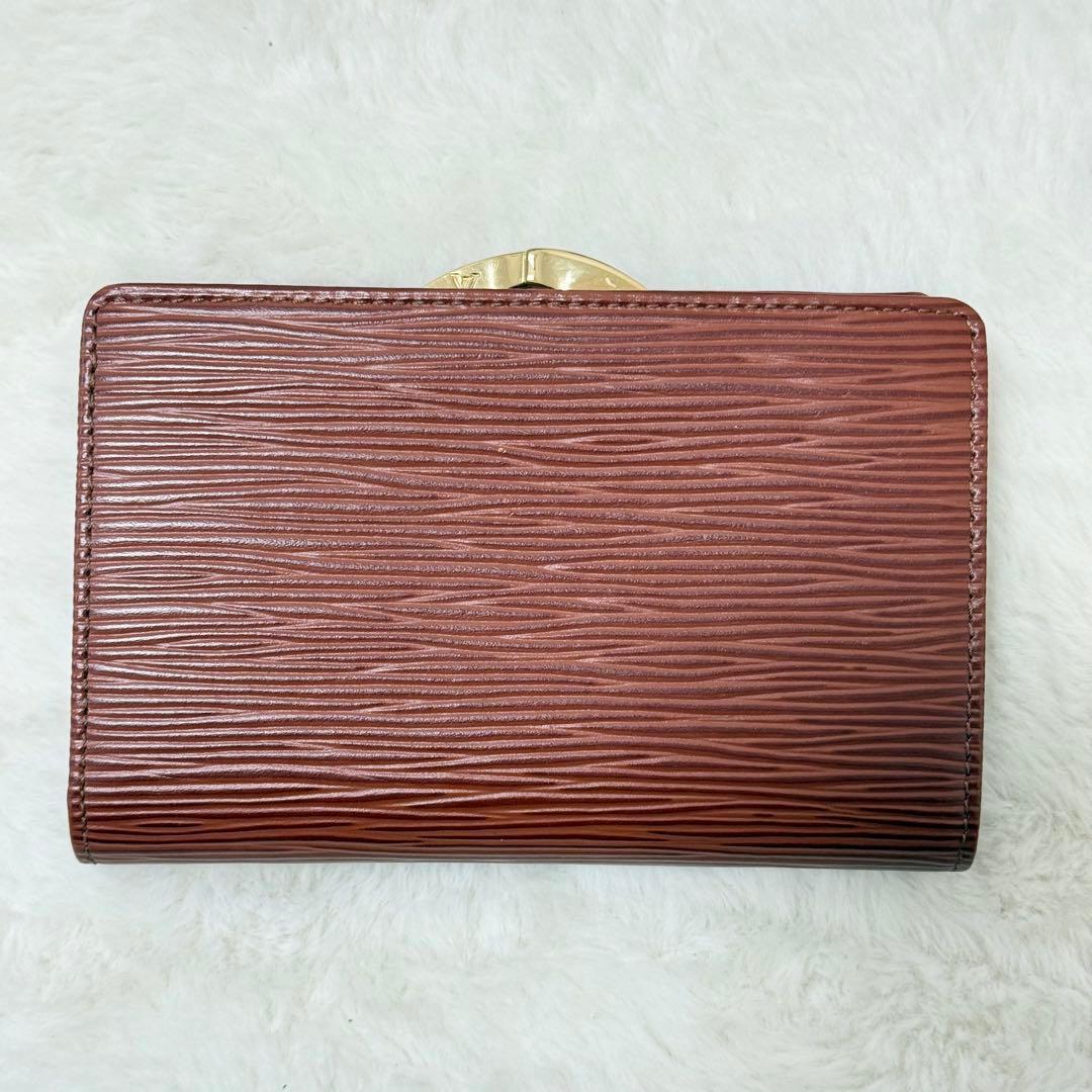 ルイヴィトン がま口 ポルトフォイユヴィエノワ エピ 二つ折り財布 ブラウン