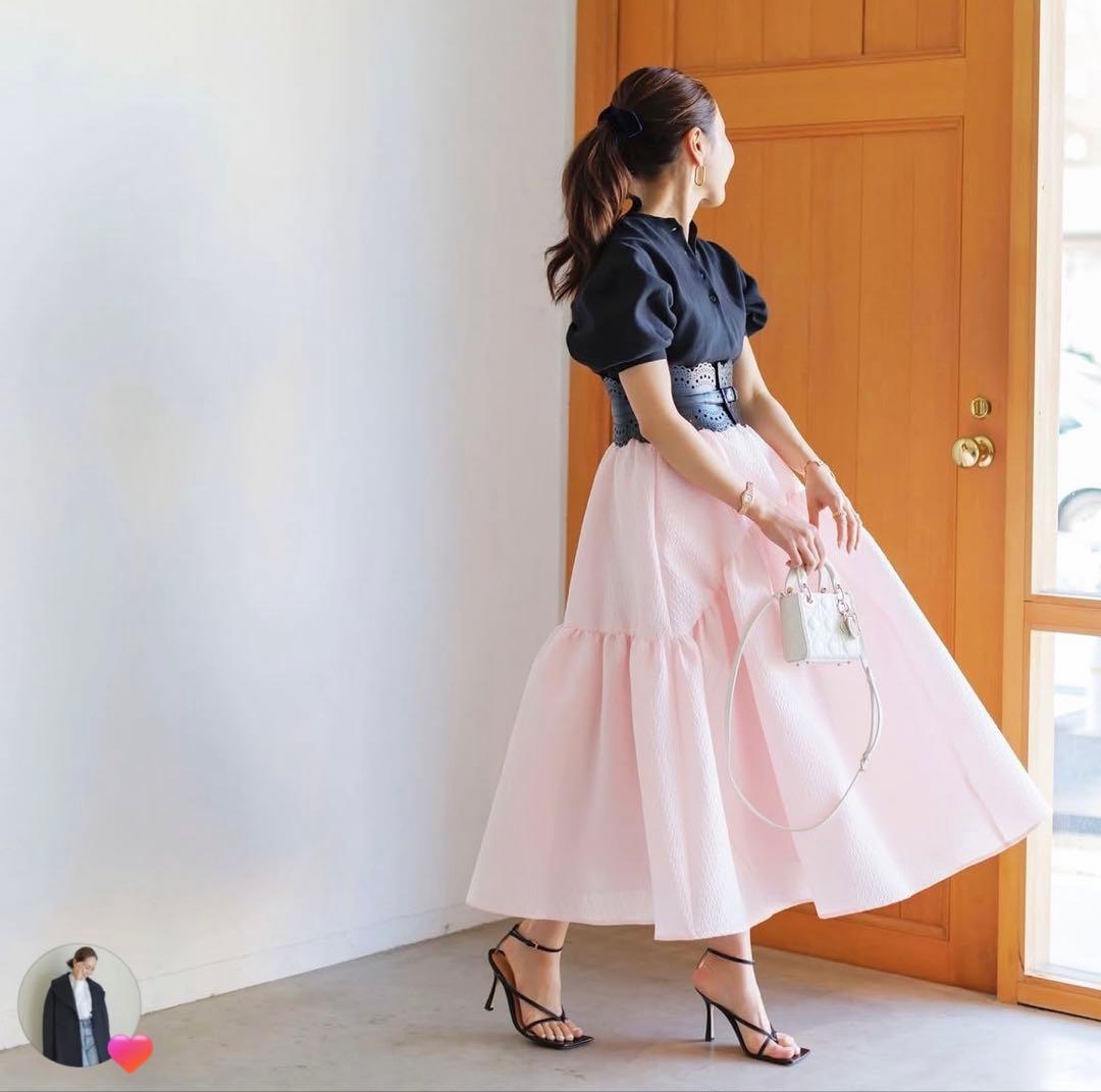 bluelea Jacquard skirt 36 pink ブルレア