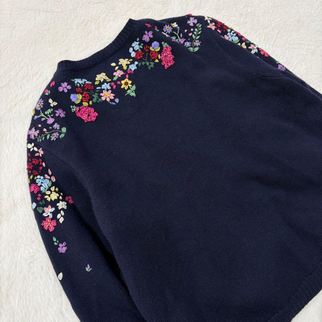ケイタマルヤマ カーディガン 花柄刺繍 近年モデル ウール 日本製 美品 高級感