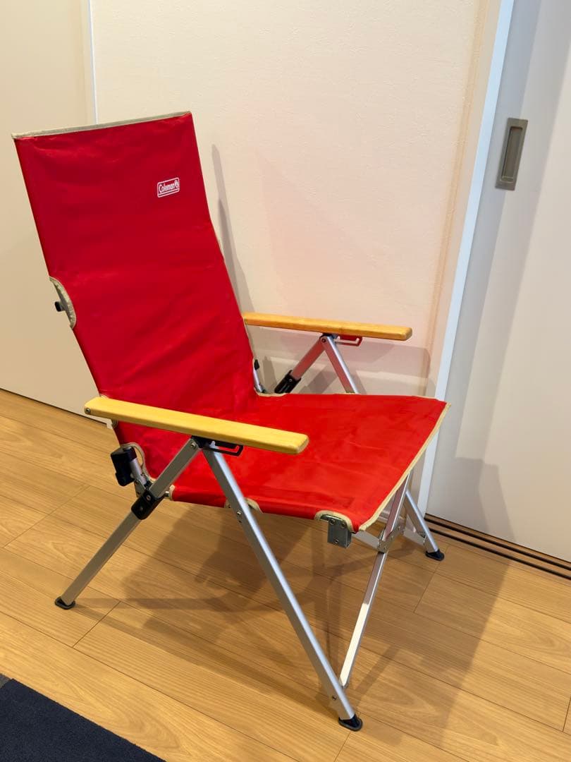 【希少品 廃盤カラーColemanレイチェア】 リクライニングチェア_レッド_