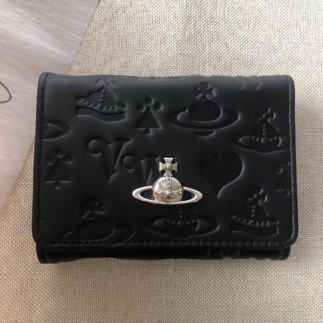 Vivienne Westwood 三つ折り財布 黒 オーブロゴ 美品 ♡