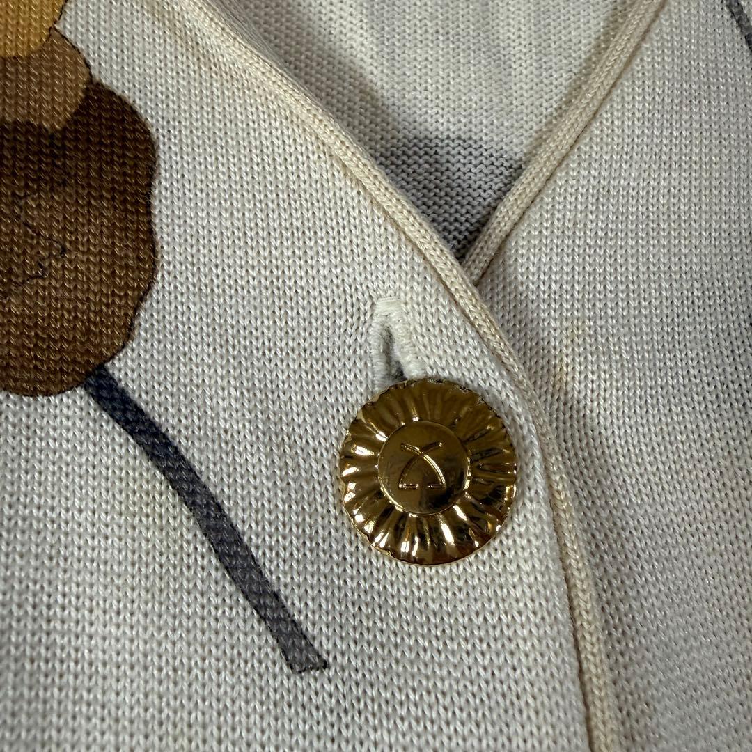 LEONARD FASHION ニットカーディガン 金ボタン ウール シルク混